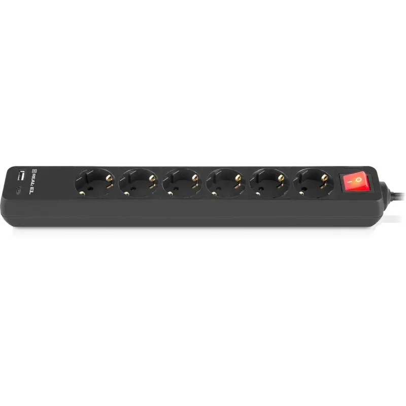 Мережевий фільтр-подовжувач REAL-EL RS-PROTECT 605 3m, black (EL122300041)