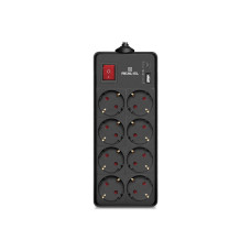 Сетевой фильтр-удлинитель REAL-EL RS-PROTECT 805 3m, black (EL122300043)
