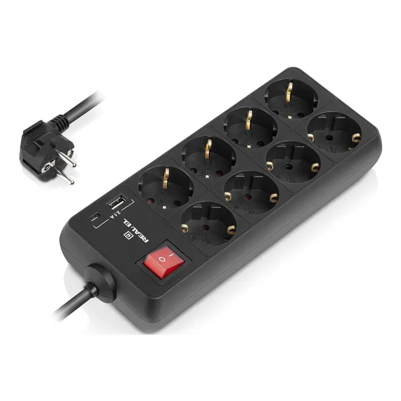 Мережевий фільтр-подовжувач REAL-EL RS-PROTECT 805 3m, black (EL122300043)