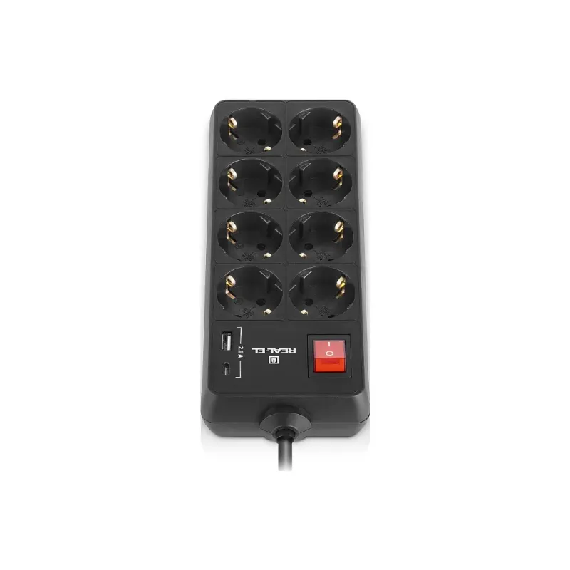 Мережевий фільтр-подовжувач REAL-EL RS-PROTECT 805 3m, black (EL122300043)