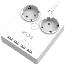 Мережевий фільтр-подовжувач iKOS F24S-U White (0005-CEF)