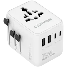 Мережевий фільтр-подовжувач Canyon OnTour 70 GaN III Universal Travel Adapter White (CNS-TA70W1006W)