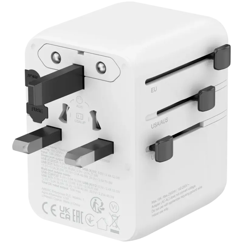 Мережевий фільтр-подовжувач Canyon OnTour 70 GaN III Universal Travel Adapter White (CNS-TA70W1006W)