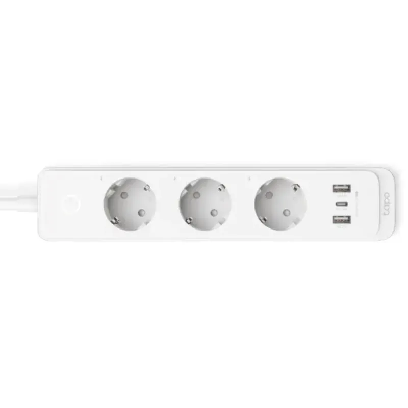 Сетевой фильтр-удлинитель TP-Link TAPO P300 Smart Wi-Fi Power Strip White, 3 розетки, 1xUSB-C, 2xUSB, 1.5м