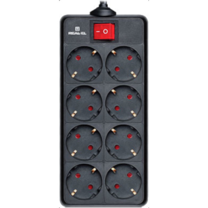 Сетевой фильтр-удлинитель REAL-EL RS-8 Protect 5м Black (EL122300024)