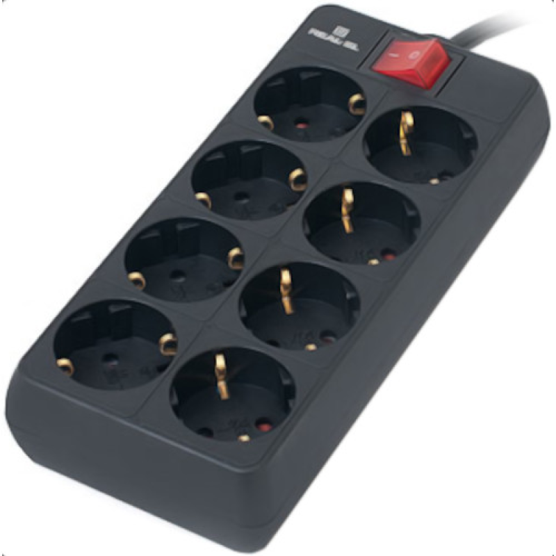 Сетевой фильтр-удлинитель REAL-EL RS-8 Protect 5м Black (EL122300024)
