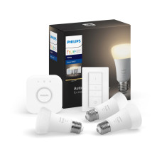 Philips Hue White: Bridge, Dimmer, лампа E27 3шт (929001821620)