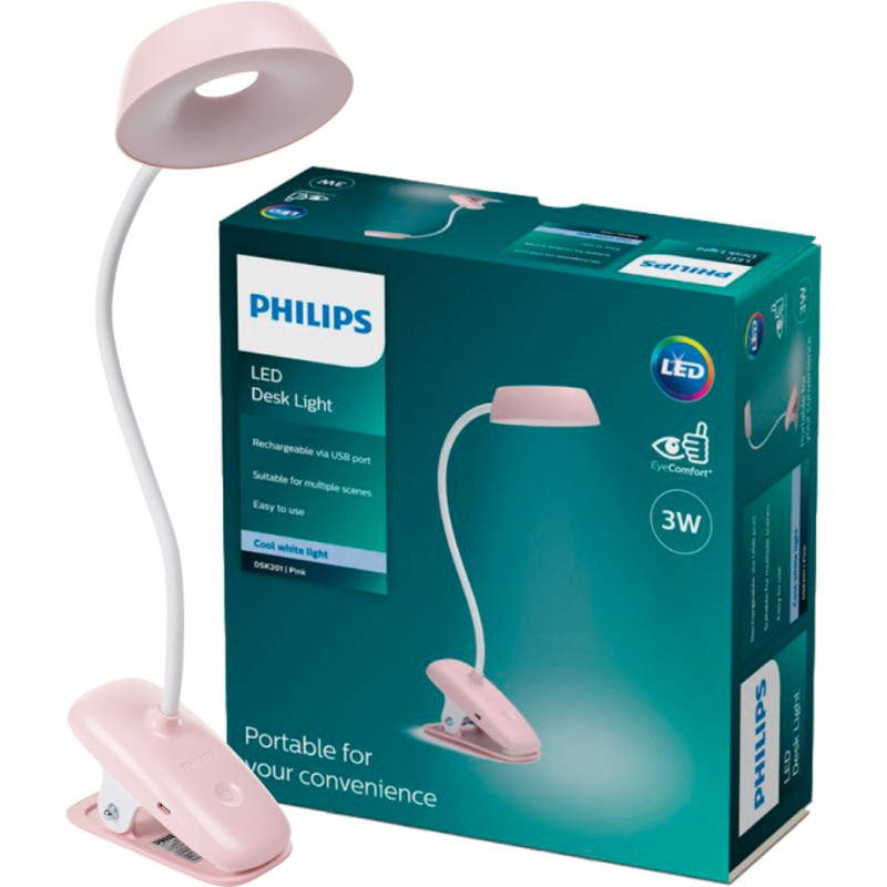 Лампа Philips LED Reading Donutclip Pink акумуляторна (929003179627)