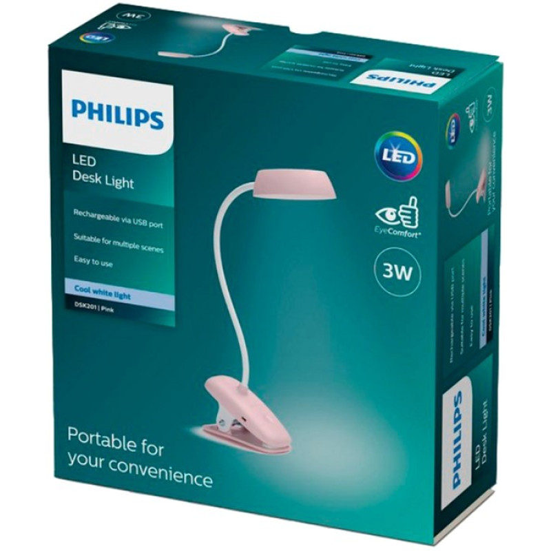 Лампа Philips LED Reading Donutclip Pink акумуляторна (929003179627)