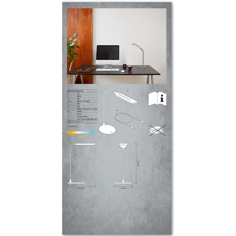 Лампа LEDVANCE LED PANAN Disc Single Grey 5W (4058075472754)