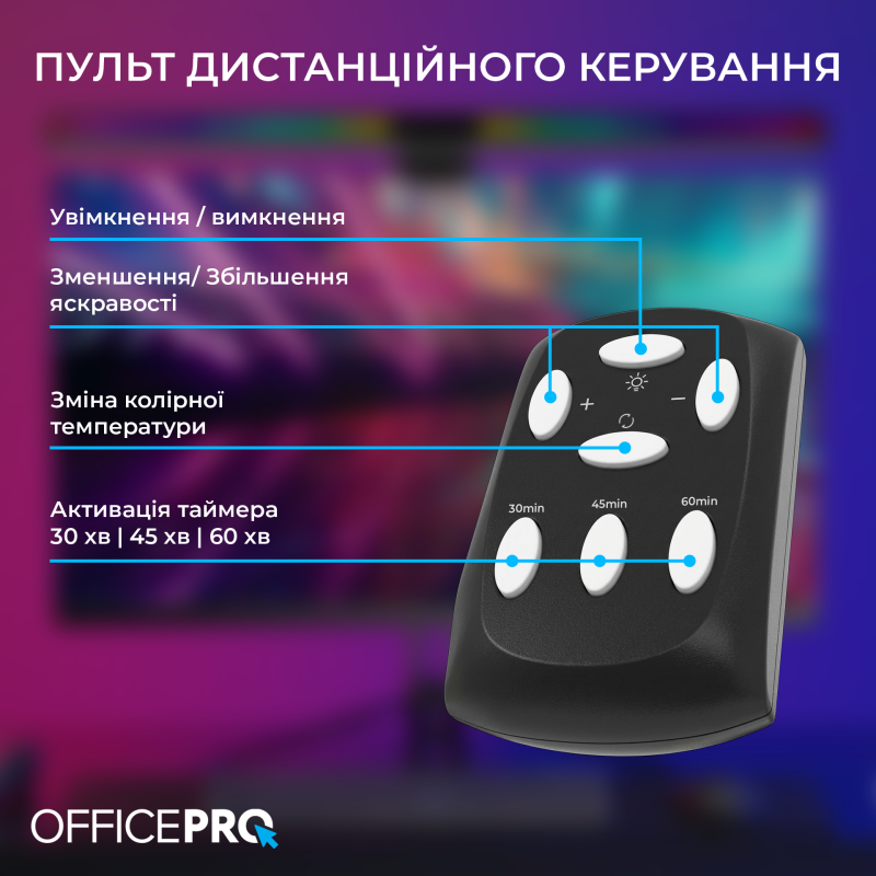 Лампа OfficePro LED ScreenBar 3000-7100К USB 5V (SL121B)