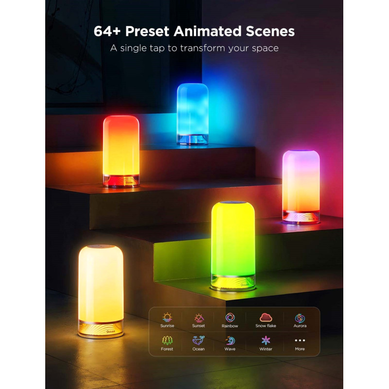 Лампа Govee H6022 Table Lamp 2 RGBICWW Wi-Fi/Bluetooth White (H60223D1)