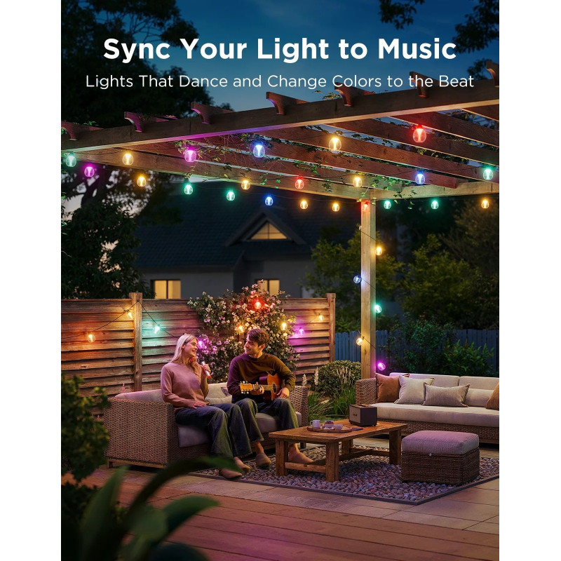 Лампа Govee H7025 Outdoor Clear Bulb String Lights, WI-FI/Bluetooth (H7025CB1)