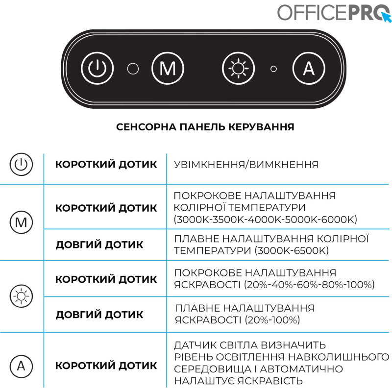 OfficePro LED 24W 1300Lm 3000-6000К Black для монітора (SL300B)