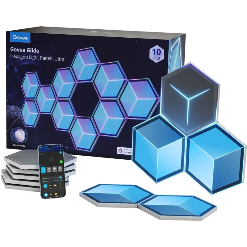 Потолочный светильник Govee H606A Glide Hexagon Light, 7, RGBIC, WI-FI/Bluetooth Белый (H606AC81)