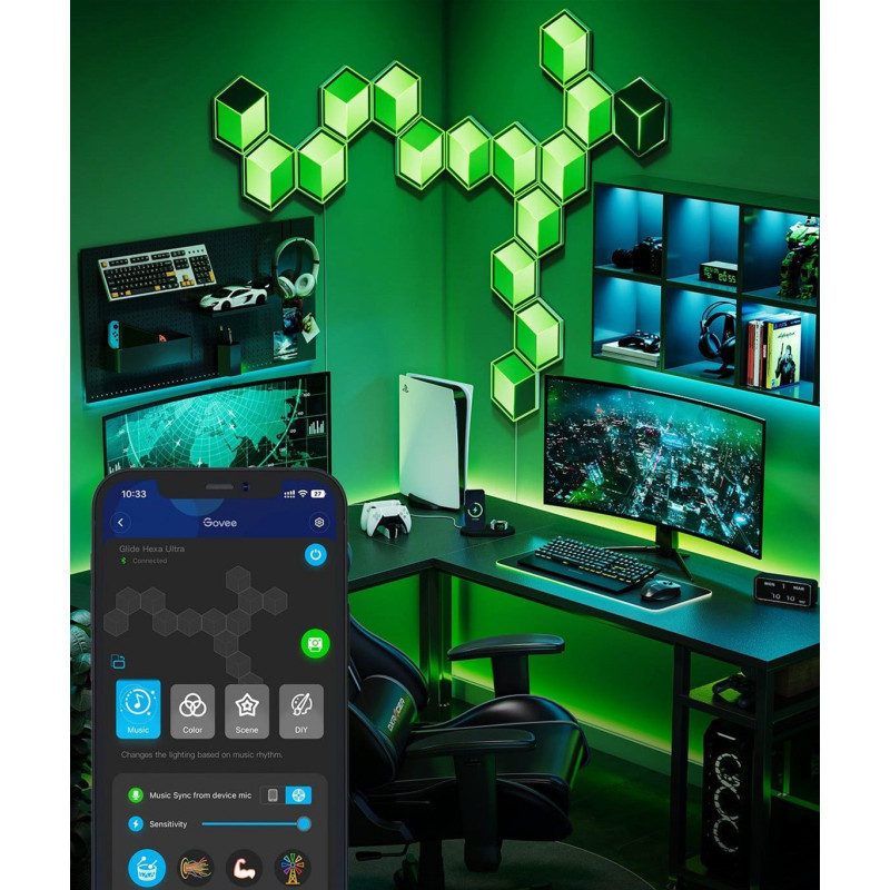 Потолочный светильник Govee H606A Glide Hexagon Light, 7, RGBIC, WI-FI/Bluetooth Белый (H606AC81)