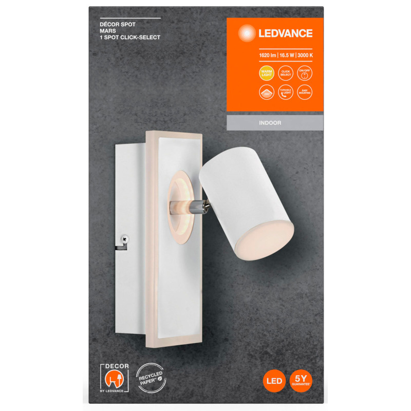Потолочный светильник LEDVANCE Decor Spot Mars Click-Select 1 Spot White 16.5W 3000K (4058075828384)