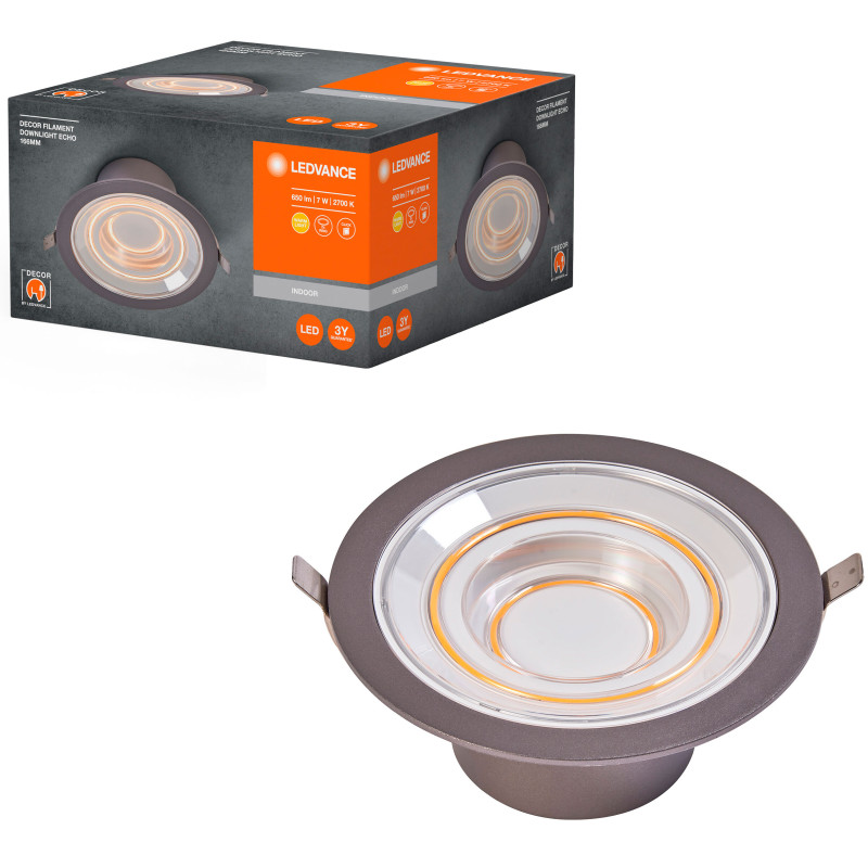 Потолочный светильник LEDVANCE LED 7W 650Lm 2700K 166мм Decor Filament Downlight Echo (4058075833951)