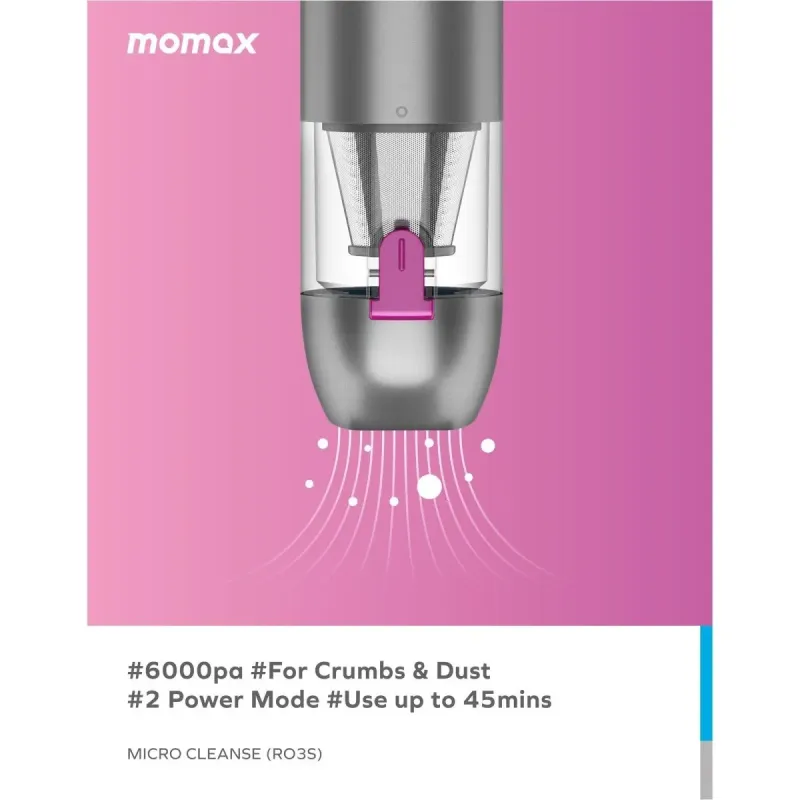Пилосос Momax Micro Cleanse RO3E Rose/Grey