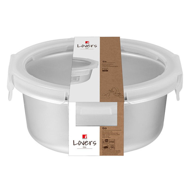 Контейнер Bergner Go Lovers, 1,5 л, круглий (BG-36316-GY)