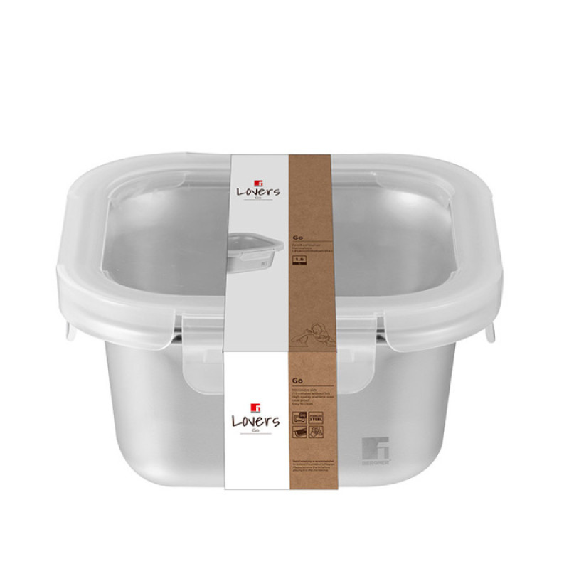 Контейнер Bergner Go Lovers, 640 мл, квадратний (BG-36313-GY)