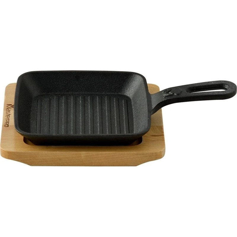 Сковорода гриль чавунна міні з MasterPro Foodies сook&share, 13.7X22.2 см (BGMP-3808-EM)