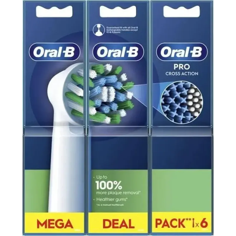 Насадка для зубної електрощітки Oral-B EB50RX Pro Cross Action White 6 шт.