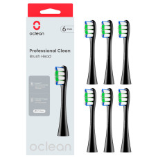 Насадка для зубной электрощетки Oclean Brush Head Professional Clean 6-pack Black (6970810553864)