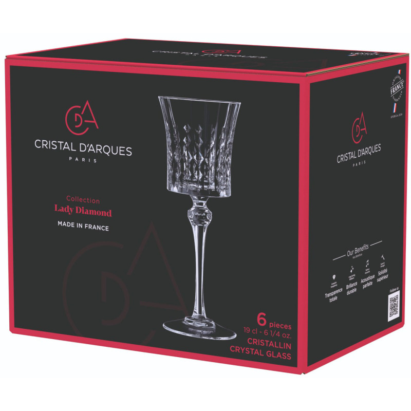 Cristal D’Arques Набор бокалов для вина Lady Diamond 190 мл x 6 шт (L9744)