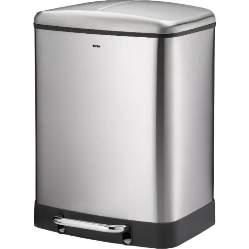 Відро для сміття KELA Davino з педаллю сріблясте, 2х12 л, 2 відділа (10954)
