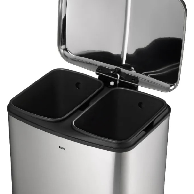 Відро для сміття KELA Davino з педаллю сріблясте, 2х12 л, 2 відділа (10954)