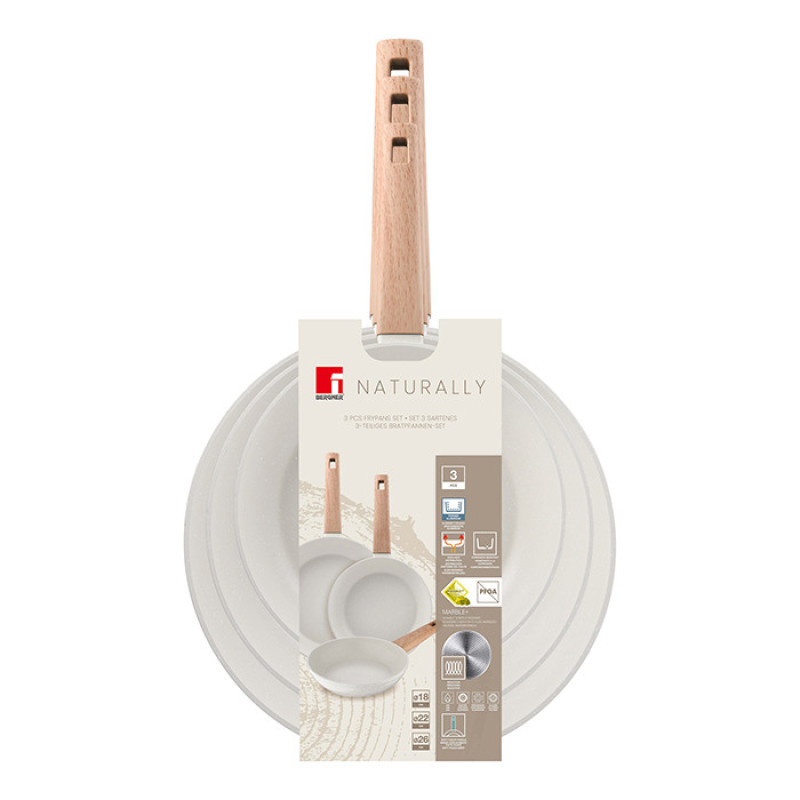 Набор посуды Bergner Naturally, 18/22/26 см (BG-34741-CR)