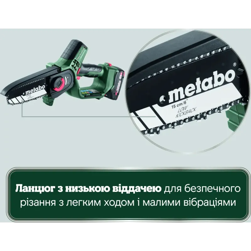Пила цепная аккумуляторная Metabo MS 18 LTX 15 (600856500)