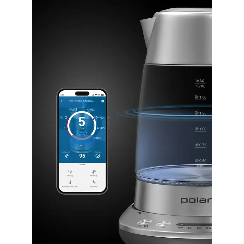 Электрочайник POLARIS PWK 17115CGLD WIFI IQ Home