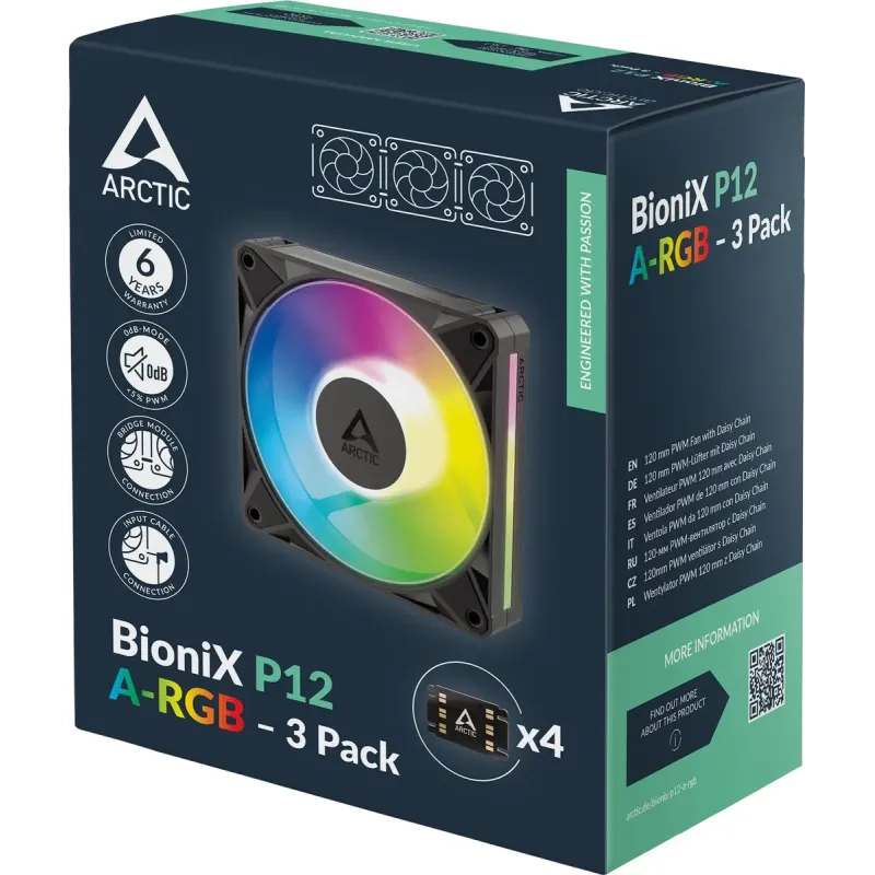 Arctic BioniX P12 A-RGB Black 3pcs (ACFAN00337A)