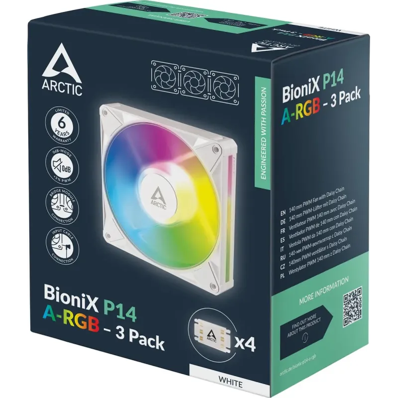 Arctic BioniX P14 A-RGB White 3pcs (ACFAN00342A)