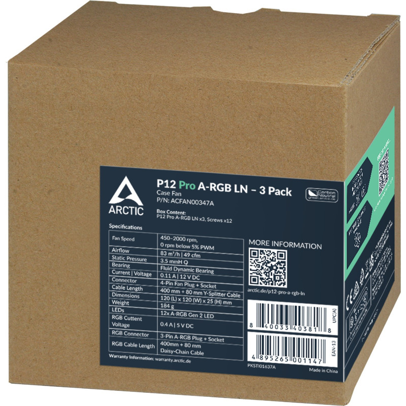 Arctic P12 Pro A-RGB LN 3-Pack (ACFAN00347A)