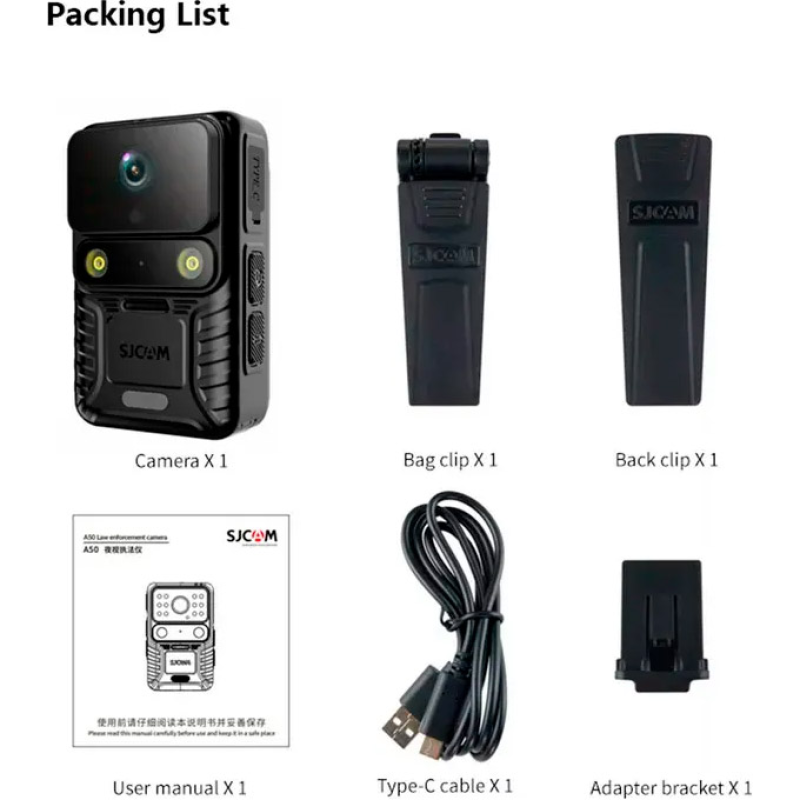 SJCAM A50 Body Cam Black (6972476162213)