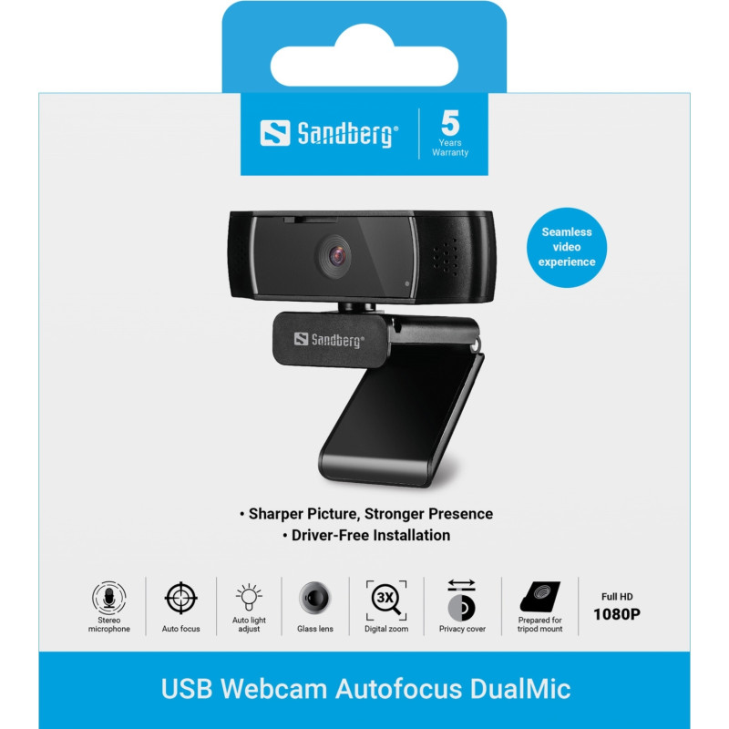 Веб-камера Sandberg USB Webcam Autofocus DualMic (134-38)