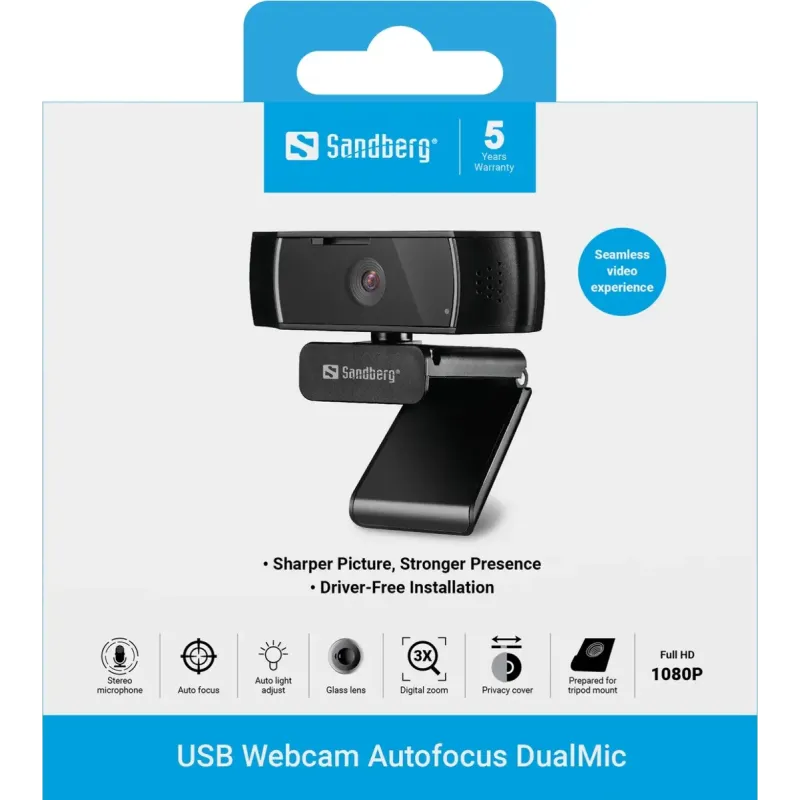 Веб-камера Sandberg USB Webcam Autofocus DualMic (134-38)