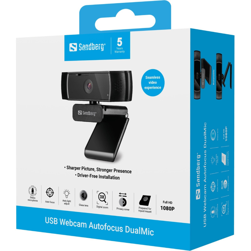 Веб-камера Sandberg USB Webcam Autofocus DualMic (134-38)