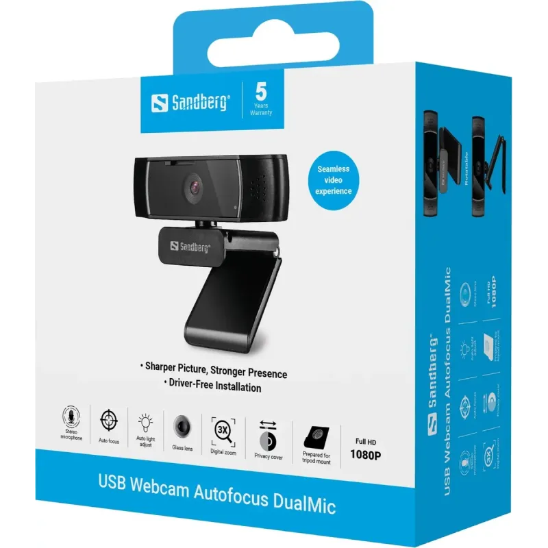 Веб-камера Sandberg USB Webcam Autofocus DualMic (134-38)