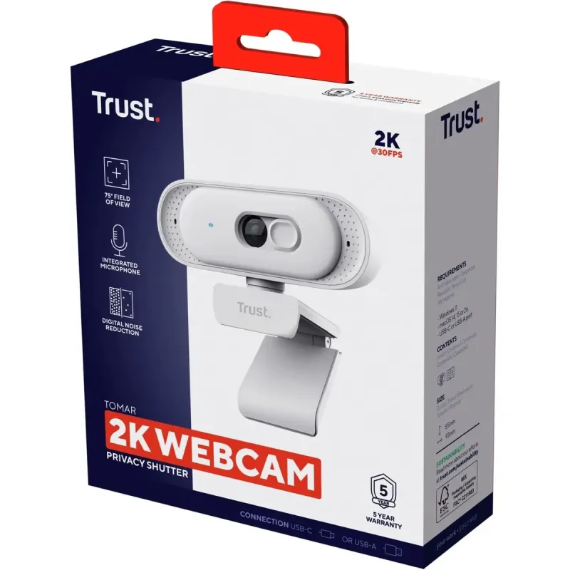 Веб-камера Trust Tomar 2K QHD Webcam White (26180)