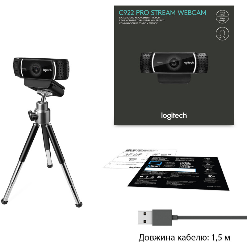 Веб-камера Logitech C922 Pro Stream (960-001088, 960-001087)