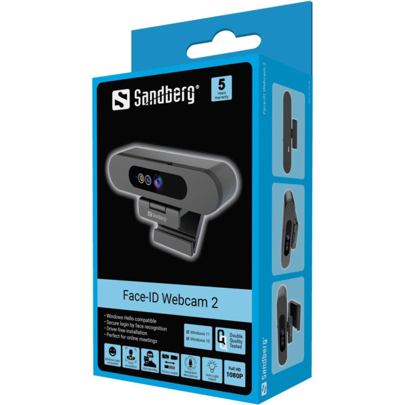 Веб-камера Sandberg Face-ID 2 HD/1080p/Windows Hello/USB/Black (134-40)