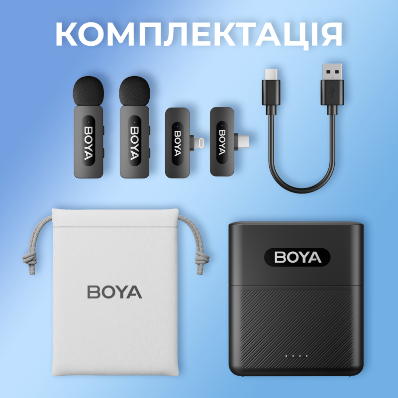 Мікрофон BOYA BY-V3 combo Type-C/Lightning Black