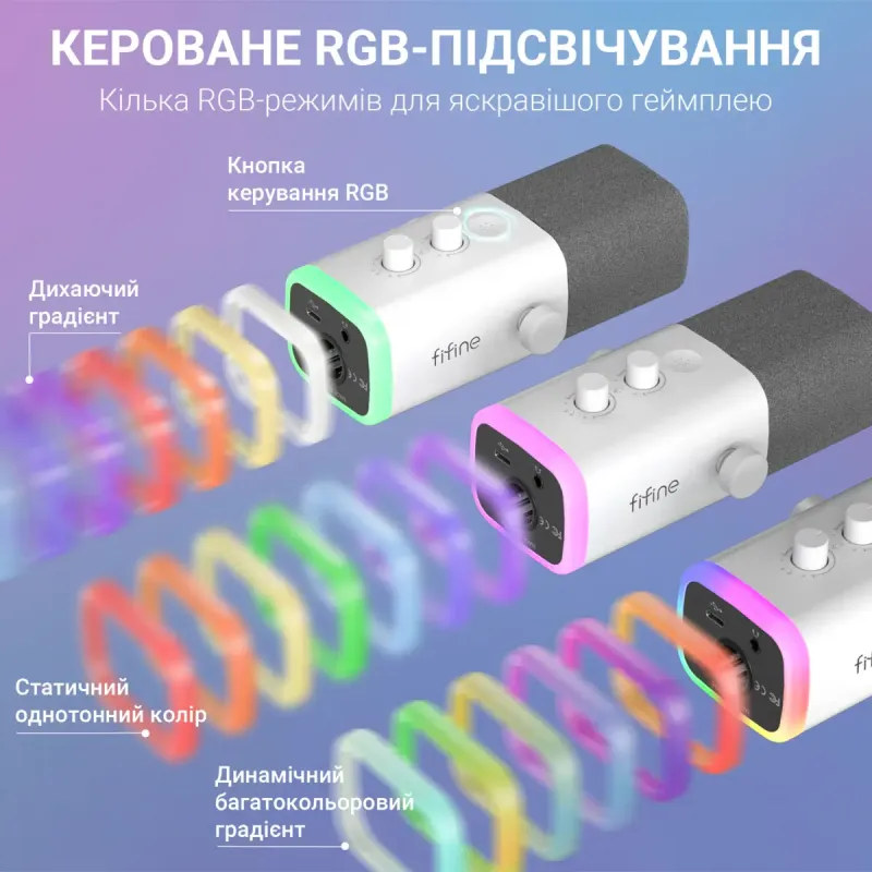 Микрофон Fifine AmpliGame AM8T White