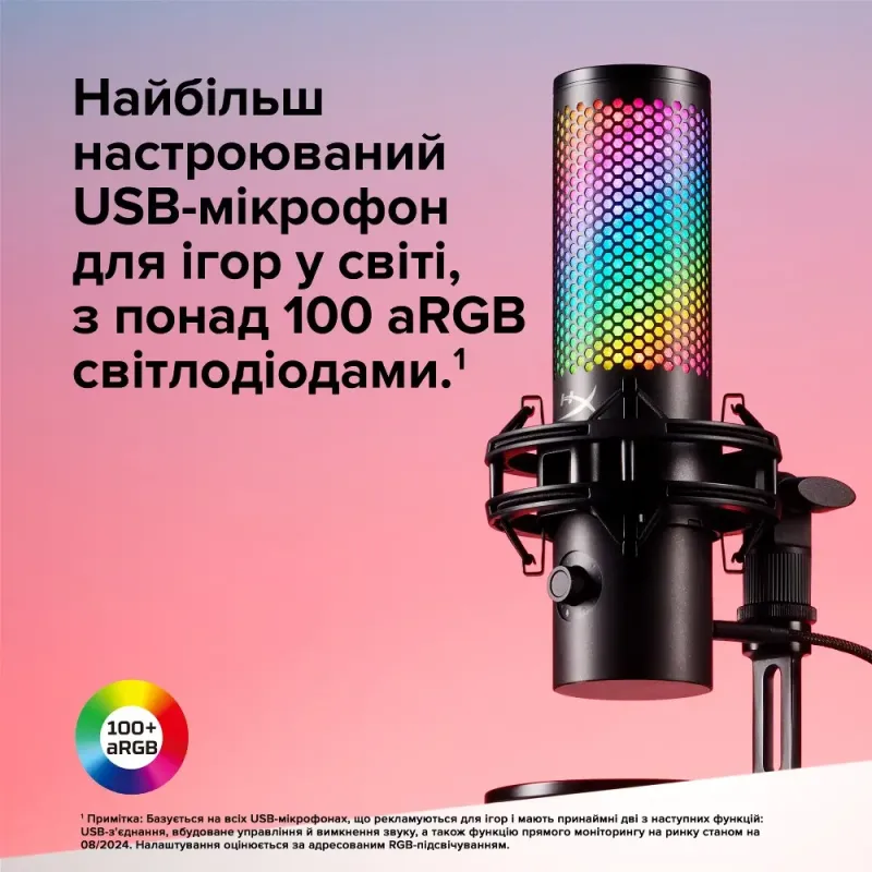 Мікрофон HyperX QuadCast 2 S Black RGB (9A273AA)