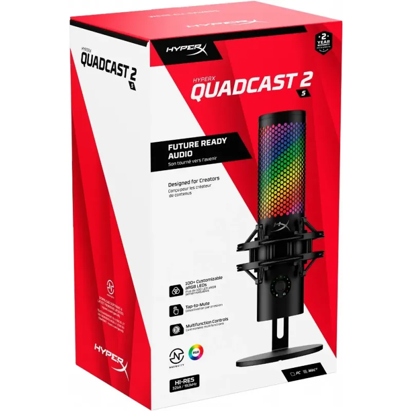 Мікрофон HyperX QuadCast 2 S Black RGB (9A273AA)