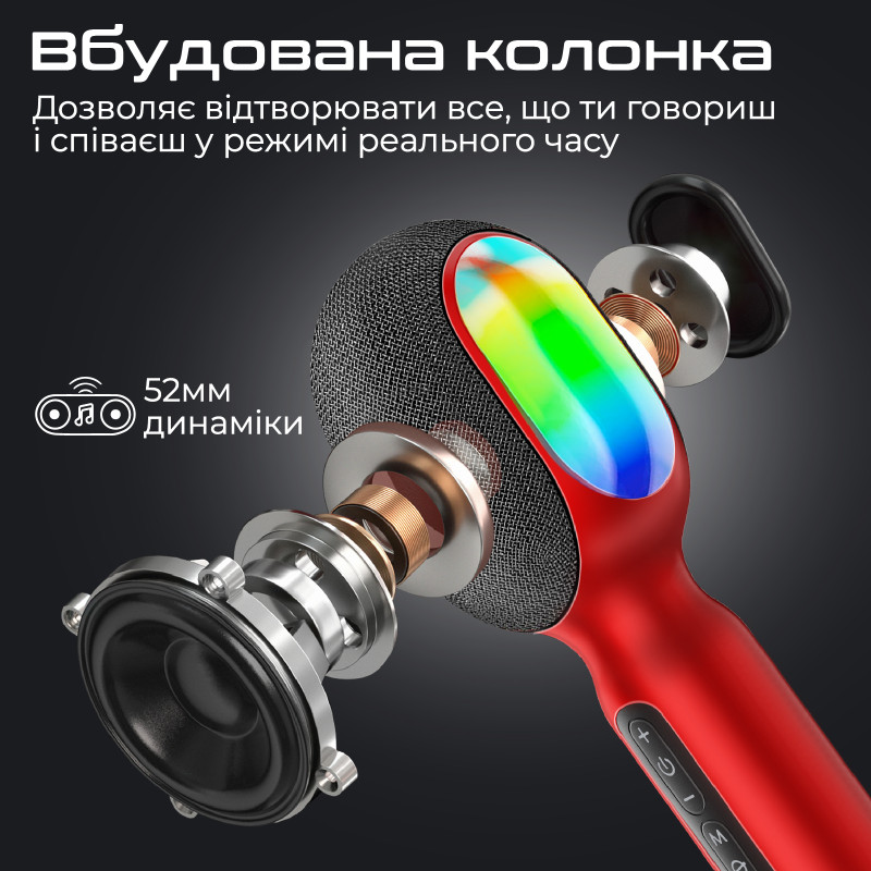 Promate VocalMic Bluetooth 2 x AUX LED Red (vocalmic.red)
